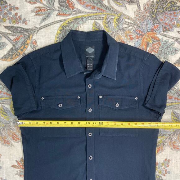 Harley Davidson Black Short Sleeve Button Shirt M - Picture 6 of 7